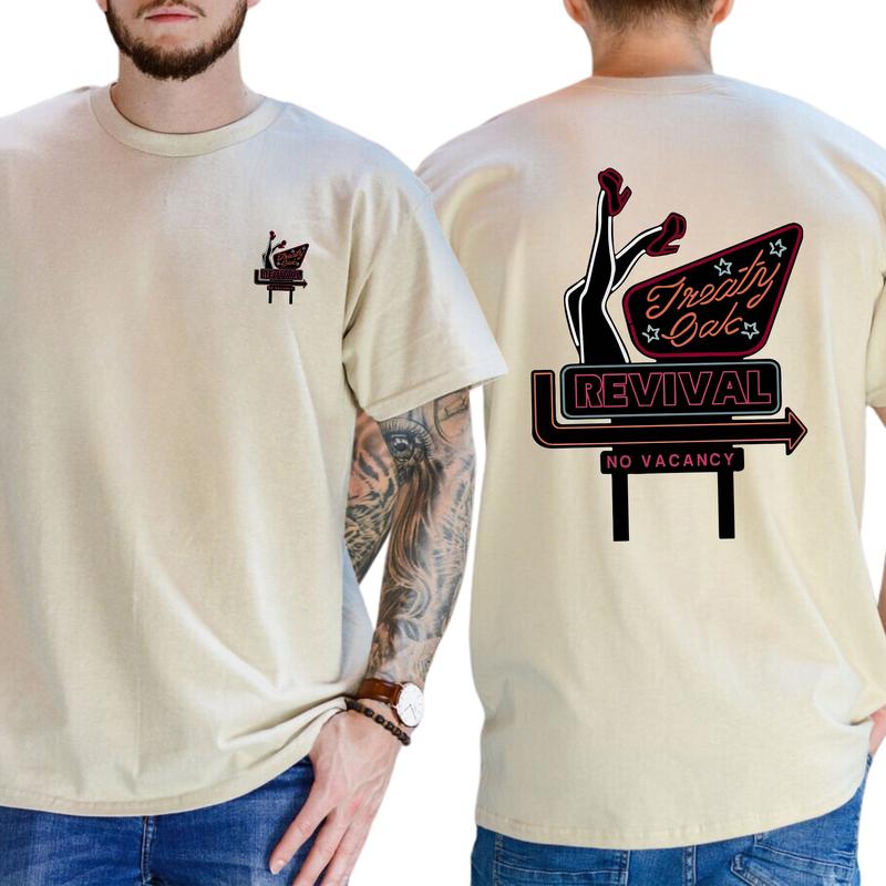 Treaty Oak Revival Shirt Retro Style Design with Neon Sign, Gift For Men, Casual Menswear, Classic Cotton Top, Soft Fabric Shortsleeve Shirt