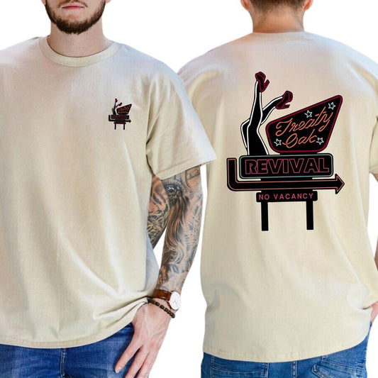 Treaty Oak Revival Shirt Retro Style Design with Neon Sign, Gift For Men, Casual Menswear, Classic Cotton Top, Soft Fabric Shortsleeve Shirt