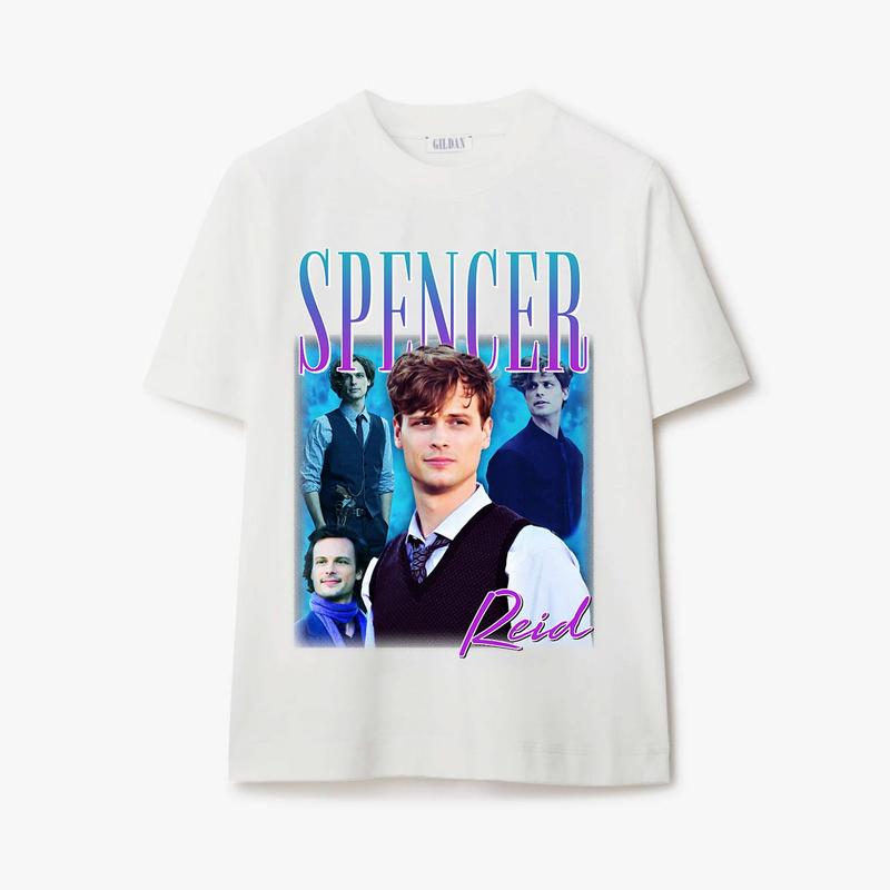 Spencer Reid Homage T-shirt Tee Top Funny Retro 90s Gift TV Show Menâ€™s Womenâ€™s Classic Collar