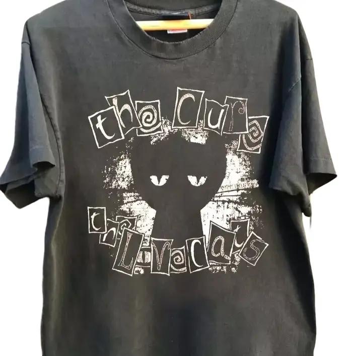 The Cure Love Cat Shirt, Vintage Band 90s shirt,The Cure Band T-shirt Crewneck Cotton Menswear Top