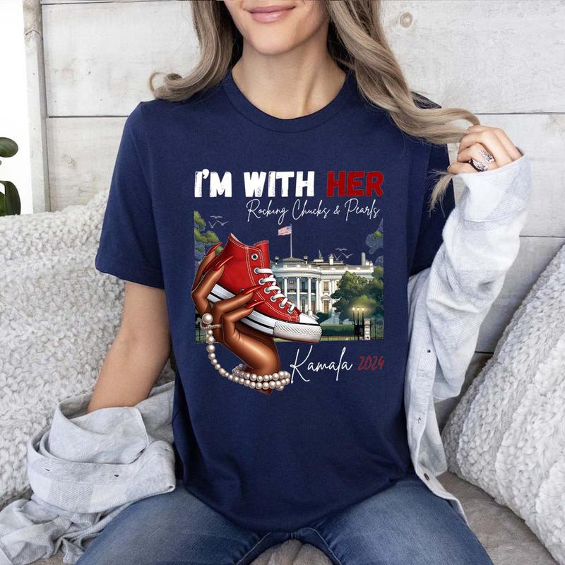 Kamala Harris For President Shirt, Kamala Harris Rally Shirt, Chucks and Pearls 2024 Shirt