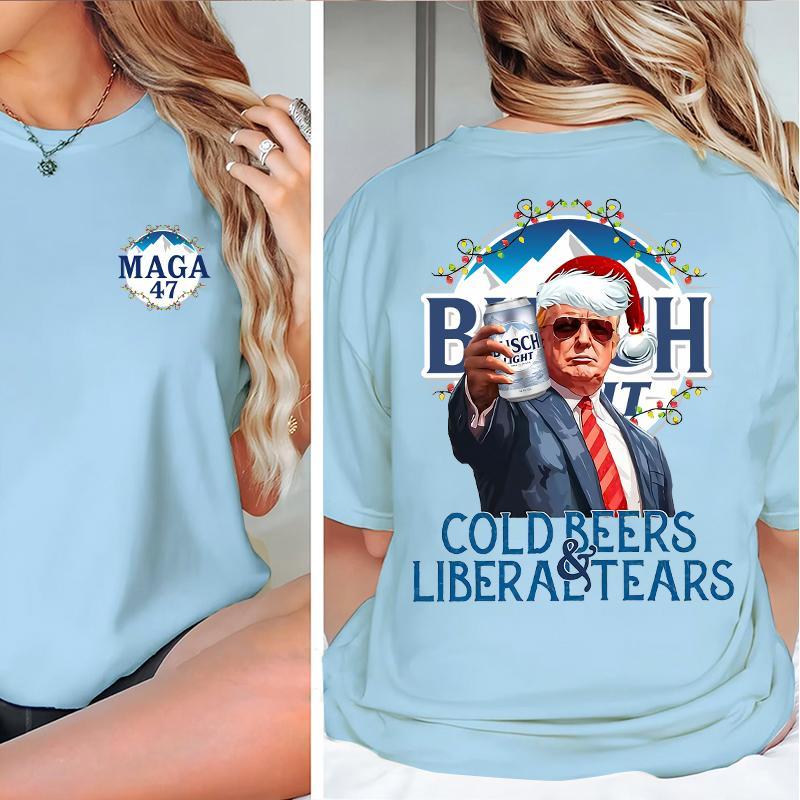 Cold Beers Liberal Tears Funny Trump Busch Light Unisex Shirt, Trump Busch light shirt for men and women