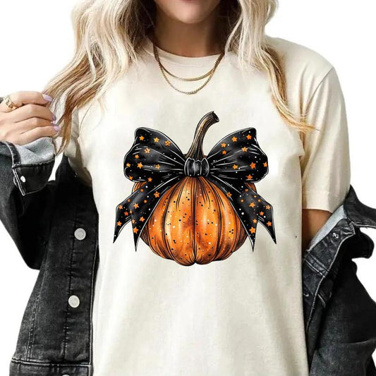 Retro halloween Shirt, coquette stars bow Shirt, spooky mama T-Shirt Unisex Classic Cotton