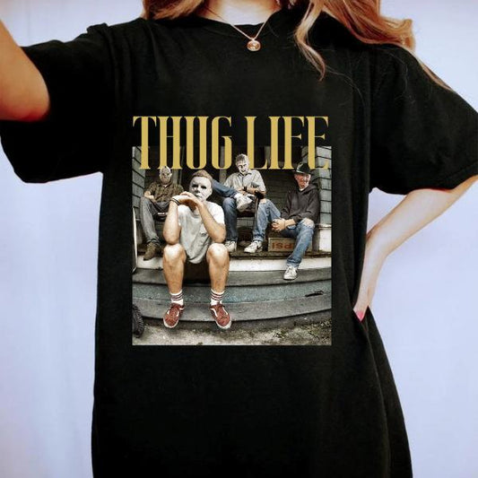Thug Life H0rr0r T-Shirt, M_ichael M_yers Jas0n V00rhees P.inhead F.reddy K.rueger Shirt Cotton Fabric