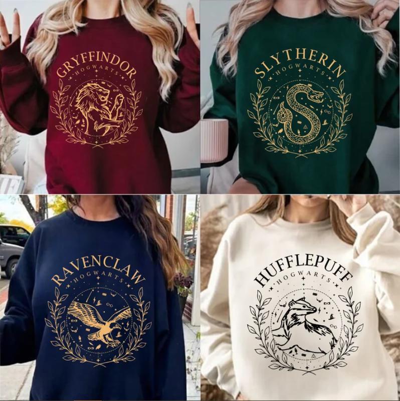 Vintage Wizard House Harry Potter Sweatshirt, Hogward Wizard School T-Shirt, Fantasy Wizard Shirt, Custom Wizard Houses Shirt, Magic Wizard Sweatshirt