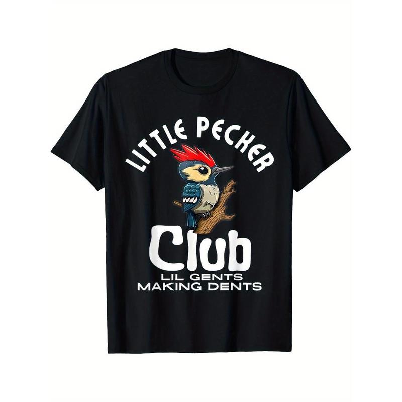 Little Woodpecker Club Lil Gents Making Dents Funny Men's and Women's Printed T-Shirt, Comfortable and Breathable, Casual Short Sleeves, Daily Wear, A