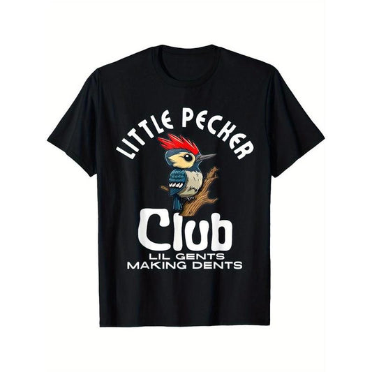 Little Woodpecker Club Lil Gents Making Dents Funny Men's and Women's Printed T-Shirt, Comfortable and Breathable, Casual Short Sleeves, Daily Wear, A