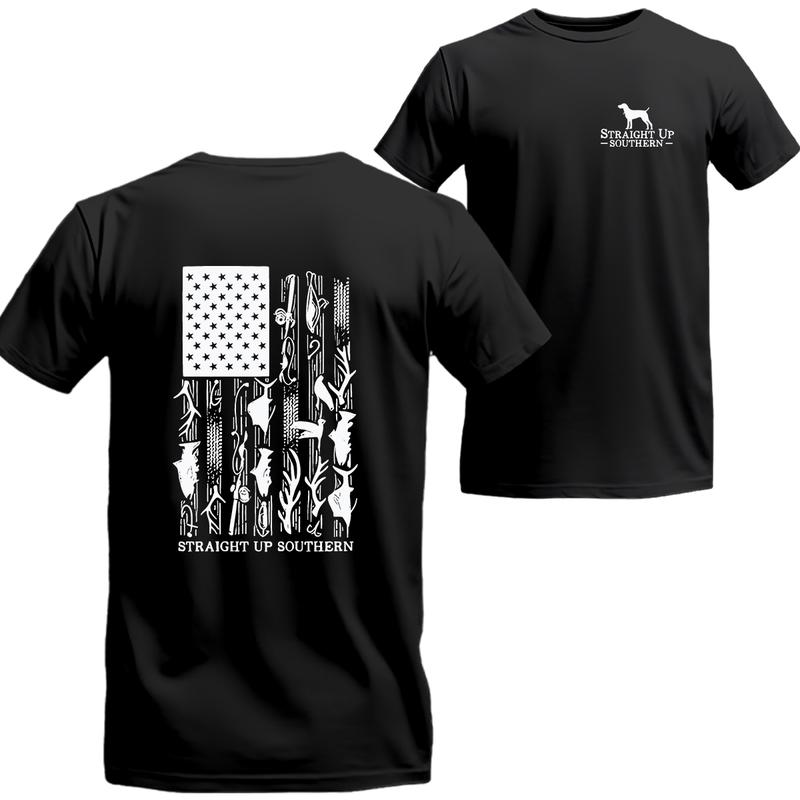 Hunt Fish Flag T-Shirt - Summer Outfits Regular Fit Shirt, Unisex T-shirt For Men, For Women, Best choice, Menswear Top, Beer Shirt Underwear Tshirt