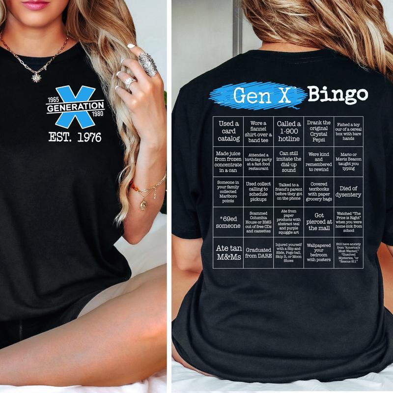 Gen X Bingo Shirt Generation X, Custom Year 1977, FAFO Two Side, Raised On Hose Water Tee