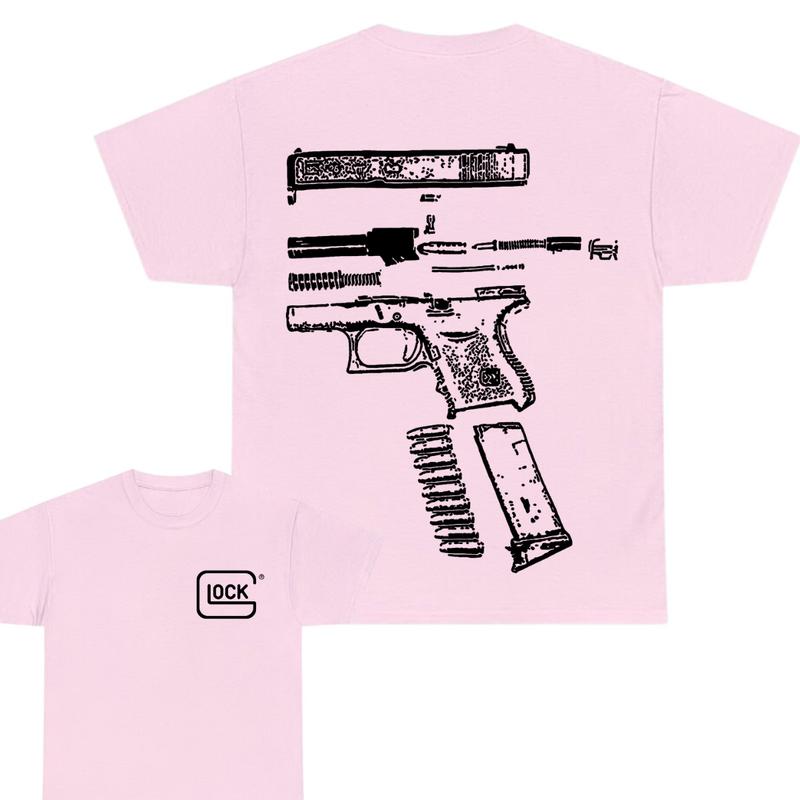 IN GLOCK WE TRUST 2 side T-shirt,Design Black- White, T-shirt For Men, GIft For Men,Full color, Menswear Top,In Glock Cotton Classic