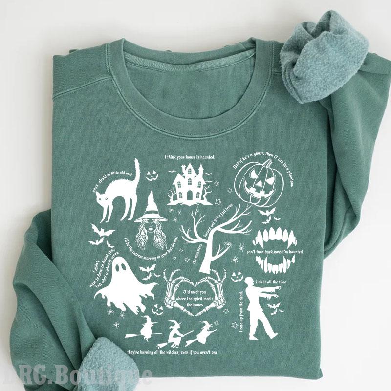 Spooky Swiftie Halloween Full Colors T-Shirt, Halloween Symbols & Lyrics Sweatshirt, Halloween Gift Sweatshirt Cotton Fit Top Womenswear