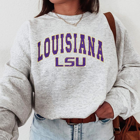 LSU Tigers Vintage Football NCAA Trendy Sweatshirt, Louisiana State University Unisex Football NCAA Shirt, Gift For Men, Gift For Girls, Crewneck, Cot
