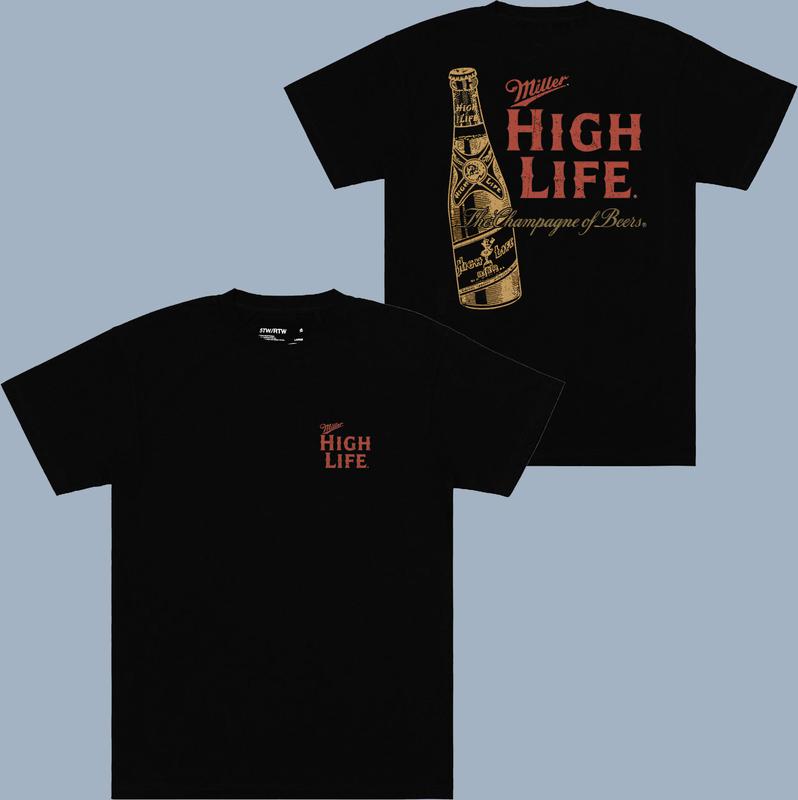 Miller High Life - Champagne Of Beers Bottle T-shirt - Variety In Colors - Gender-neutral Appeal - Styles For Every Occasion - Timeless Treasures - Al