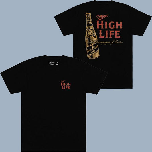 Miller High Life - Champagne Of Beers Bottle T-shirt - Variety In Colors - Gender-neutral Appeal - Styles For Every Occasion - Timeless Treasures - Al