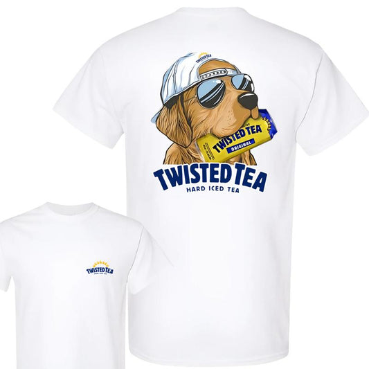 Twisted Tea Hunting Dog 2 Sided T-shirt, Twisted Tea T-Shirt Full Color For Men and Women, Unisex Outdoors Funny Beer Printed T-shirt