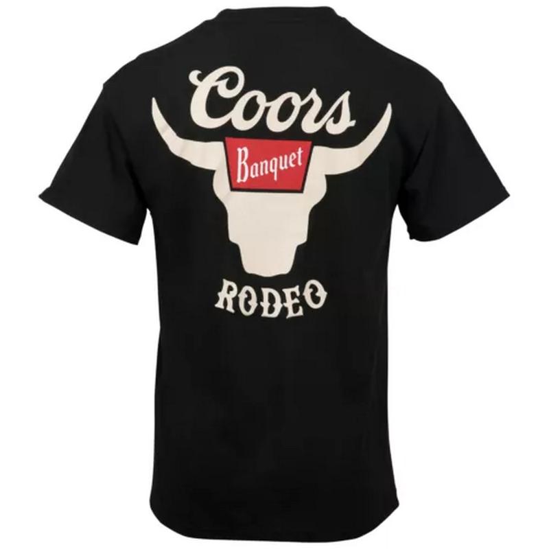 Coors Banquet Rodeo Horns 2 Side T-Shirt, Coors Banquet Rodeo T-shirt, Best Beer Drinking T-shirt Cotton Fabric