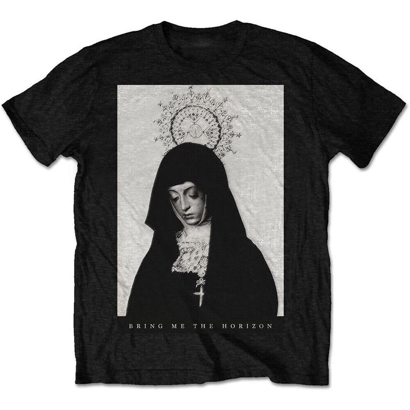 Vintage Bring Me The Horizon Nun Square Concert T-shirt Black Cotton T-shirt