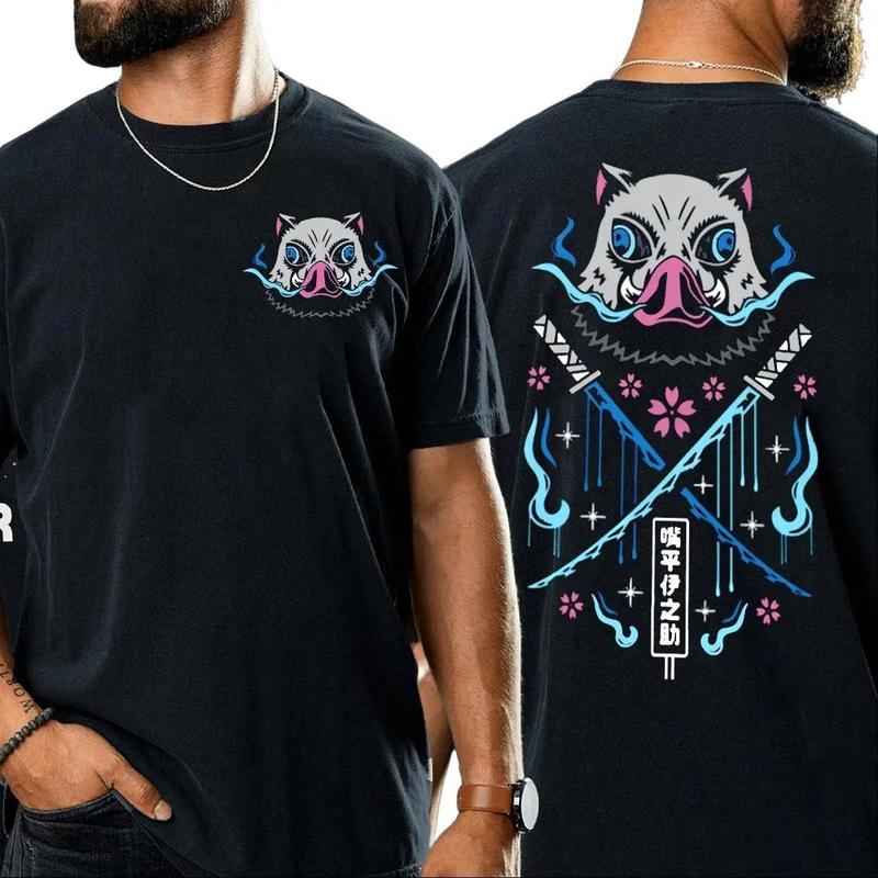 Inosuke Hashibira with his sword Dual Serrated Nichirin Katanas shirt, Demon Slayer t-shirt, Anime sweatshirt hoodie, Anime lover t-shirt