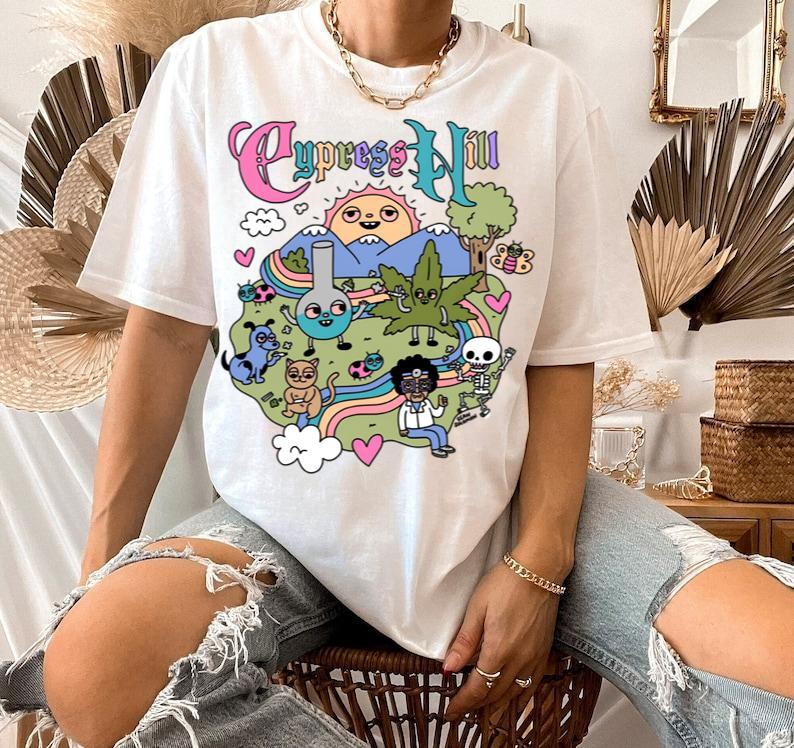 Cypress Hill - Happy Time T-Shirt Cute Rainbow Sunny T-Shirt Casual Cotton