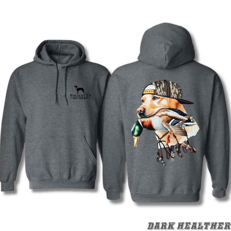 Straight Up Southern Hoodies , Bold hunting Dog With Duck , For Men And Women - Classic Fit - Menswear Sweatshirt