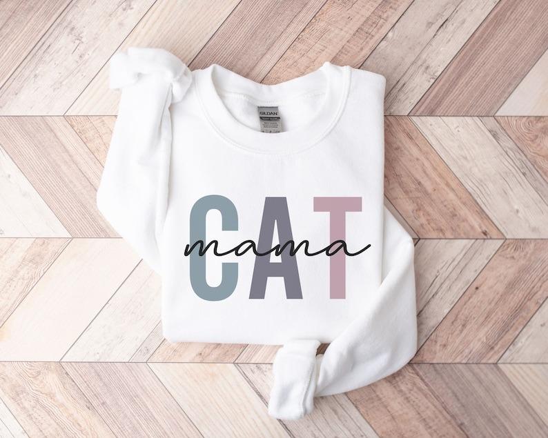 Cat Mom Sweatshirt  Cat Mom Crewneck  Cat Mama Fur Mama  Cat Lovers Sweatshirt Cotton Comfort