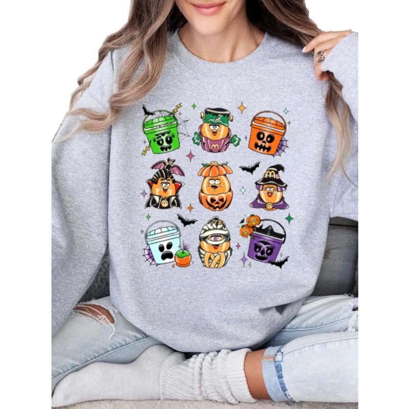 Spooky Nuggets Meal Bucket Halloween Sweatshirt Unisex Classic Collar Printed