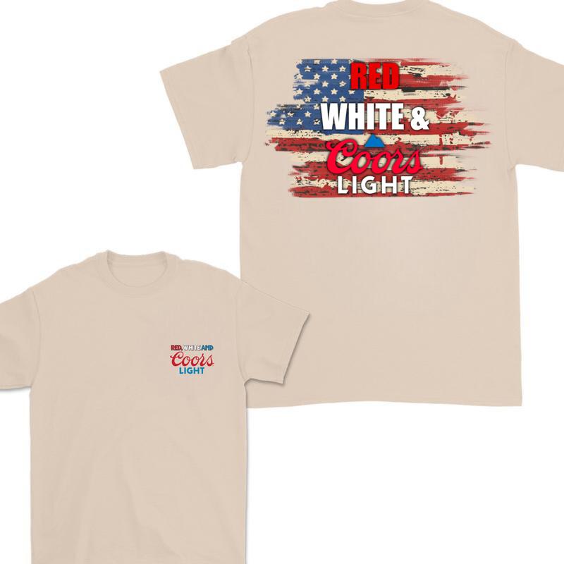 Red White and Coors Light 2 Sides T-shirt, Beer Tshirt, Coors Light T-shirt, Fourth of July Shirt, 4th of July Shirt, Beer Funny Shirt