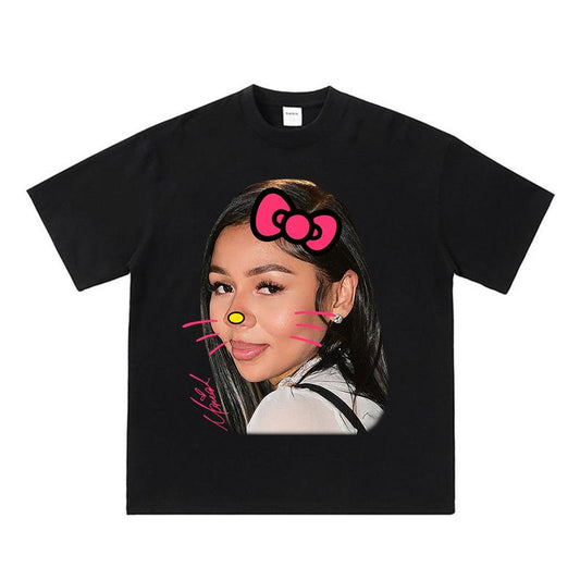 Mariah Pink Kitty Big Face Graphic Rap Tee