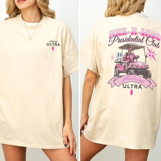 Golf Club Michelob Ultra Beer Pink Graphic Shirt, Funny Golf T-shirt, Drinking Tshirt, Drink Shirt, Comfort Clothing, Cotton Fabric Tshirt, Printed Wo