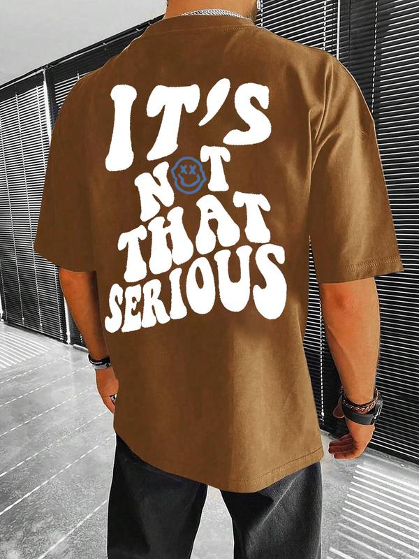 Men's Cartoon Expression & Letter Print Drop Shoulder Tee, Summer Outfits 2024, Regular Fit Casual Short Sleeve Round Neck T-Shirt for Summer,Â Graphic