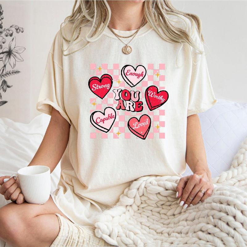 Positive Affirmations Shirt, Teacher Valentine Day Gift, Candy Heart Tshirt Valentines Day Tee, Valentines Shirt for Teacher 9YA