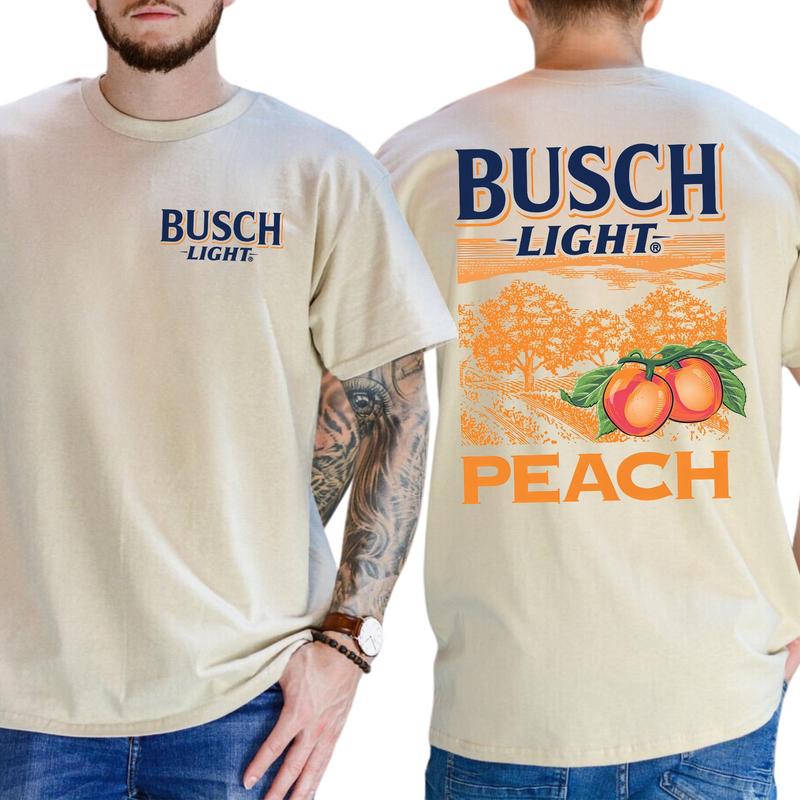 Busch Light Peach Scenic 2 Sided T-Shirt, Beer Drinking Gift For Men, Drink Shirt, Unisex Drinker Tee, Soft Fabric Casual Menswear, Classic Cotton Top