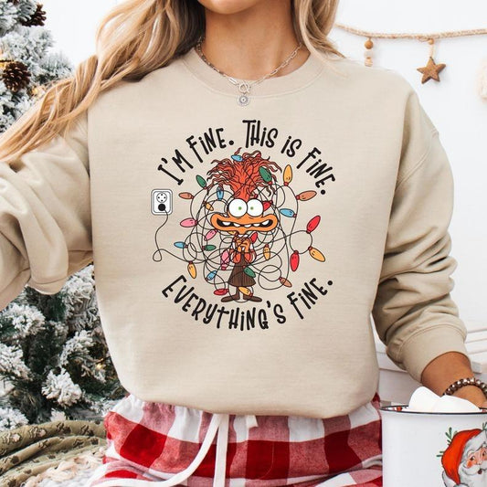 It's Fine This Is Fine Everything Is Fine Sweatshirt, Anxiety Christmas Lights Sweater, Christmas Lights Sweatshirt, Anxiety Christmas Shirt, Xmas Tee