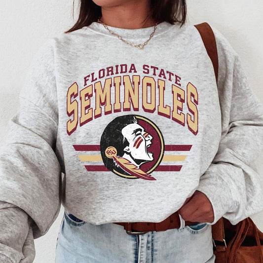 Florida State Seminoles Vintage Football NCAA Sweatshirt, Vintage Sweatshirt NCAA, Classic Sport Sweatshirt, Gifts For Football Fan Sport