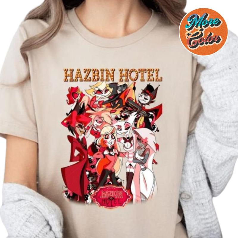 Hazbin Hotel Characters Alastor Matching Alastor Angel Dust Lucifer Morningstar Shirt, Cotton Unisex T-Shirt, Crew Neck, Size S- 3XL, Menswear Top, Wo