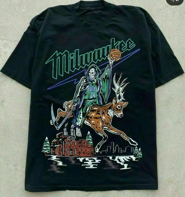 Warren Lotas Milwaukee Bucks Reaper Deer Black Shirt Funny Vintage Gift Men's Tshirt