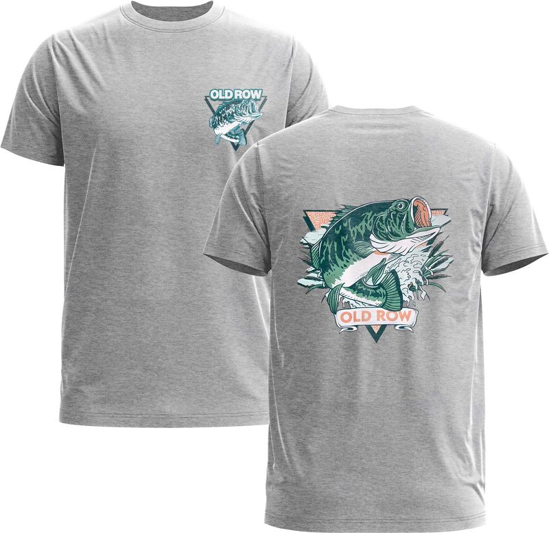 Old Row Outdoors Bass Triangle Tee, Old Row Unisex Print TShirt Gift - Gildan 5000 Graphic Shirt, Heavy Cotton, Full Sizing & Colors