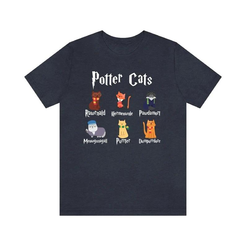Harry Potter T-Shirt, Potter Cat Birthday Gift, Cotton Shirt, Cat Black Shirt