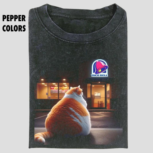 Retro Cat Taco Bell Tee, Taco Bell Cat Fat Shirt, Taco Bell Vintage Graphic Tee,  Funny Shirt, Unisex Funny Gift For Men Women