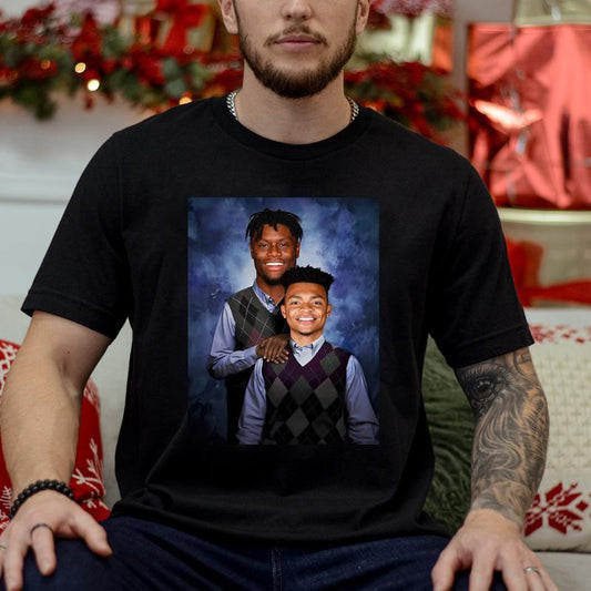 Justin Fields George Pickens Step Brothers Football T-Shirt, Step Brothers Football Shirt Classic Cotton Fabric Jersey Medium Menswear Top Collar