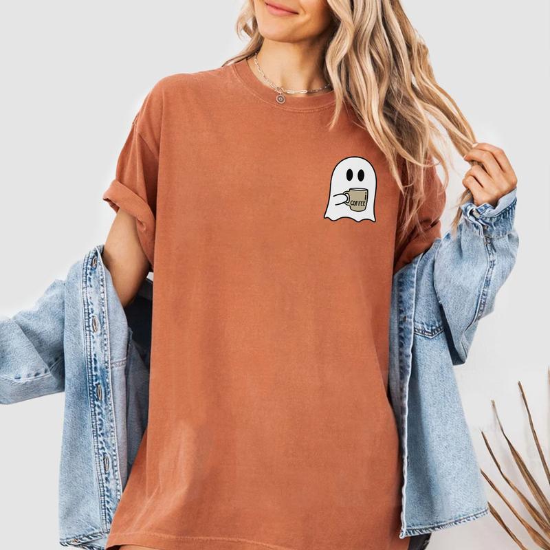 Spooky Coffee T-shirt, Cute Spooky T-shirt, Womens Ghost Shirts, Spooky Season Tee, Ghost Halloween Shirt, Fall Coffee Lover Shirt, Halloween Party Sh