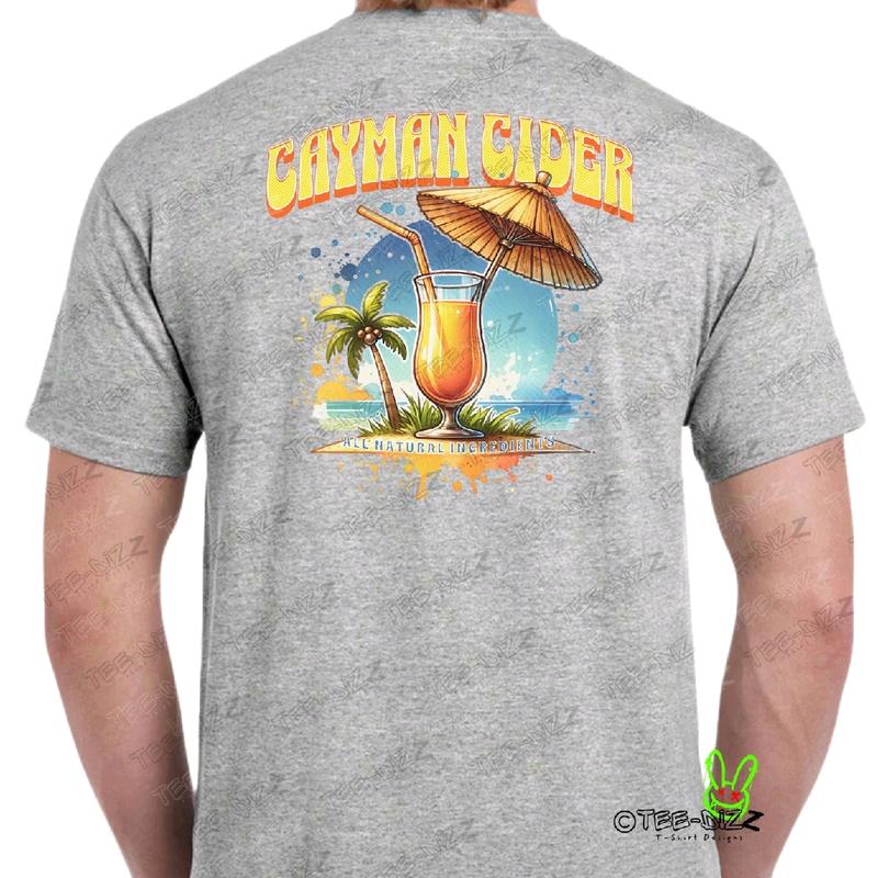 Cayman Cider Men's funny T-shirt Menswear humor Crewneck Casual Cotton