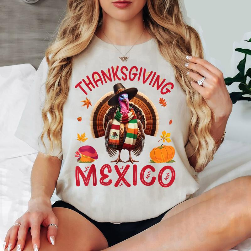 Festive Turkey with Mexican Twist Happy Thanksgiving Mexico T-Shirt