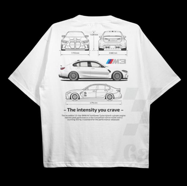 Drive in Style Car-Themed T-Shirts, G80 M3 BluePrint T-Shirt, G80 M3 BluePrint Technical Specs T-Shirt, Racing Shirt, Sport Car Shirt Top Menswear