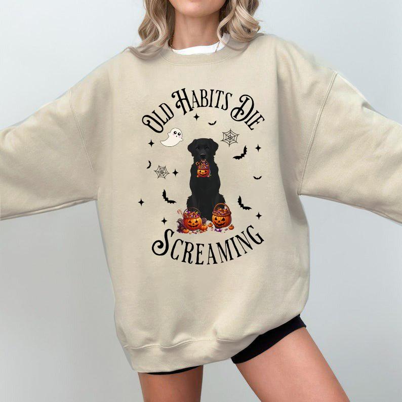 The Black Dog Halloween Shirts, Old Habits D1e Screaming Halloween SweatshirtHoodie