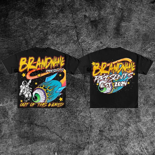 Y2K Graphic Out Of This World Personalize Printed Tshirt Casual Cotton