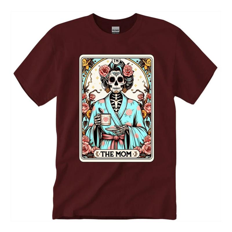 The Mom Tarot Card, Tarot Skeleton T-Shirt Unisex Classic Cotton Collar Fabric
