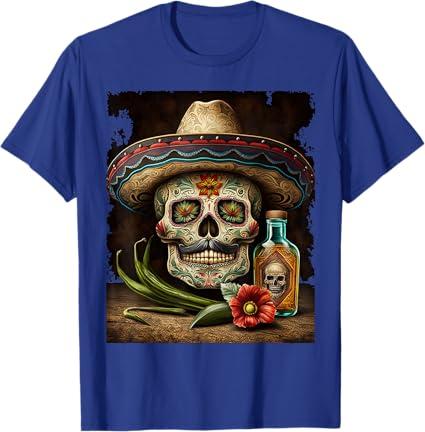 Mexican Sugar Skull Tequila Sombrero Cinco De Mayo Men Women T-Shirt