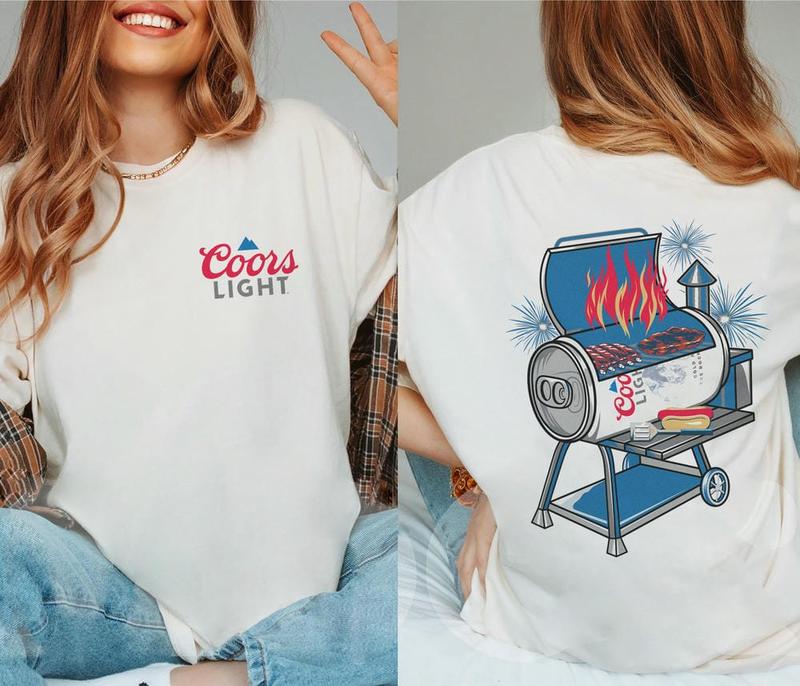 Coors Light Beer Shirt, Coors Light BBQ Tshirt, Drinking Lovers Barbecue Dad Shirt, Grill Beer Dad Shirt