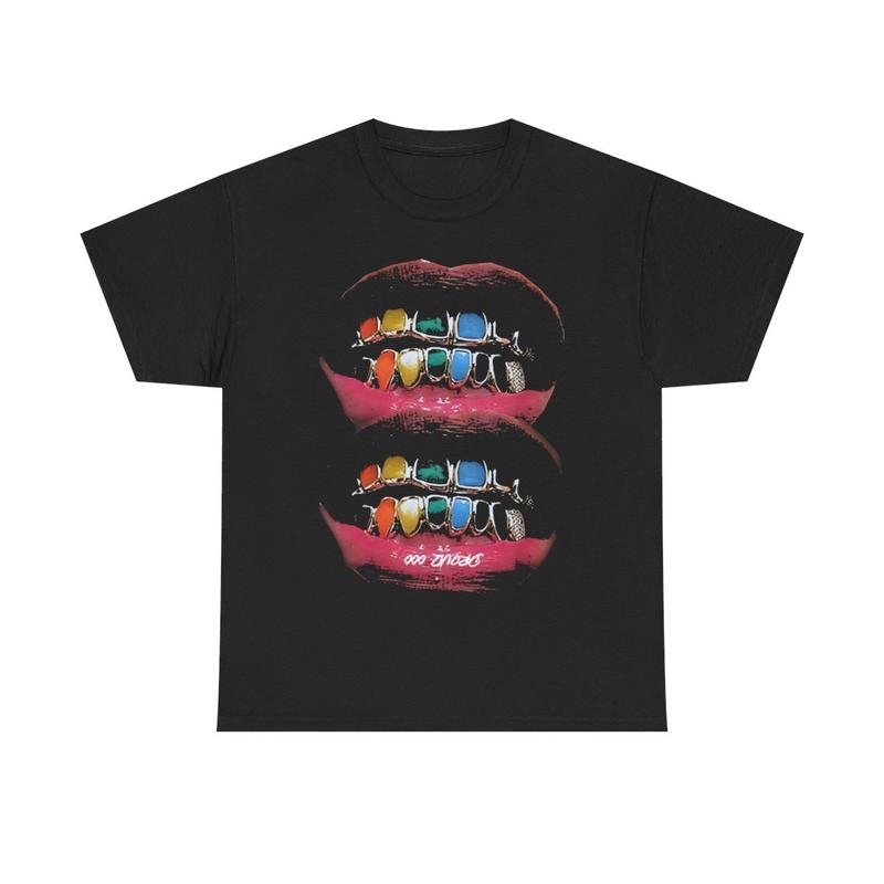 Vintage Iced Out Twin Grill Y2k 90s Hip-Hop Vibes Heavy Cotton Graphic T-Shirt Tshirt Shirt HipHop Rap Tee Casual Menswear Retro Top Streetwear Classi